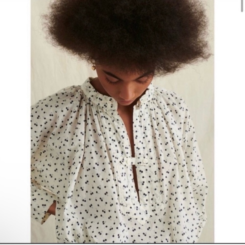 Alex Mill Size Small Black Cherry Print Popover Oversized Tunic Top Shirt